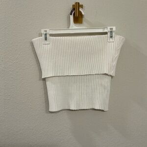 White Ribbed Tube Top